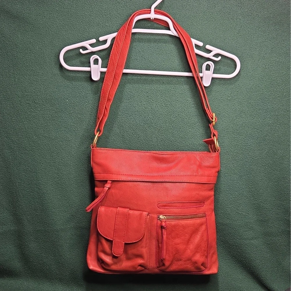 Great American Leather Works Women's Red Shoulder Bag Crossbody Satchel